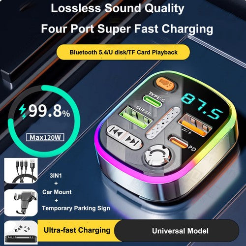 Car Bluetooth Receiver With Lossless Sound Quality MP3 Player Conversion Cigarette Car Charger Super Fast Charging