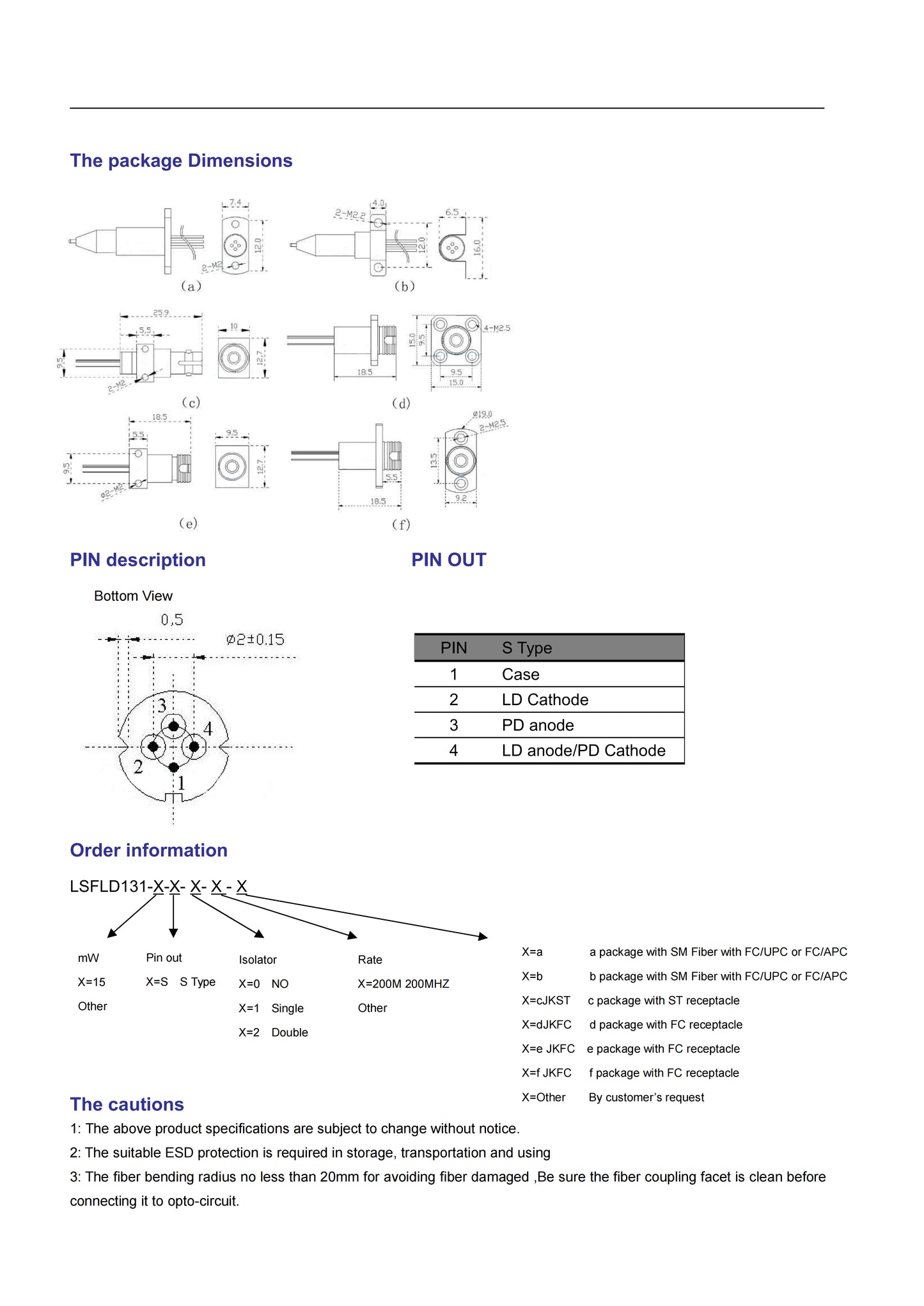 1310nm 15mW FP SM Coaxial Laser Diode S Type with SM Fiber FC/APC