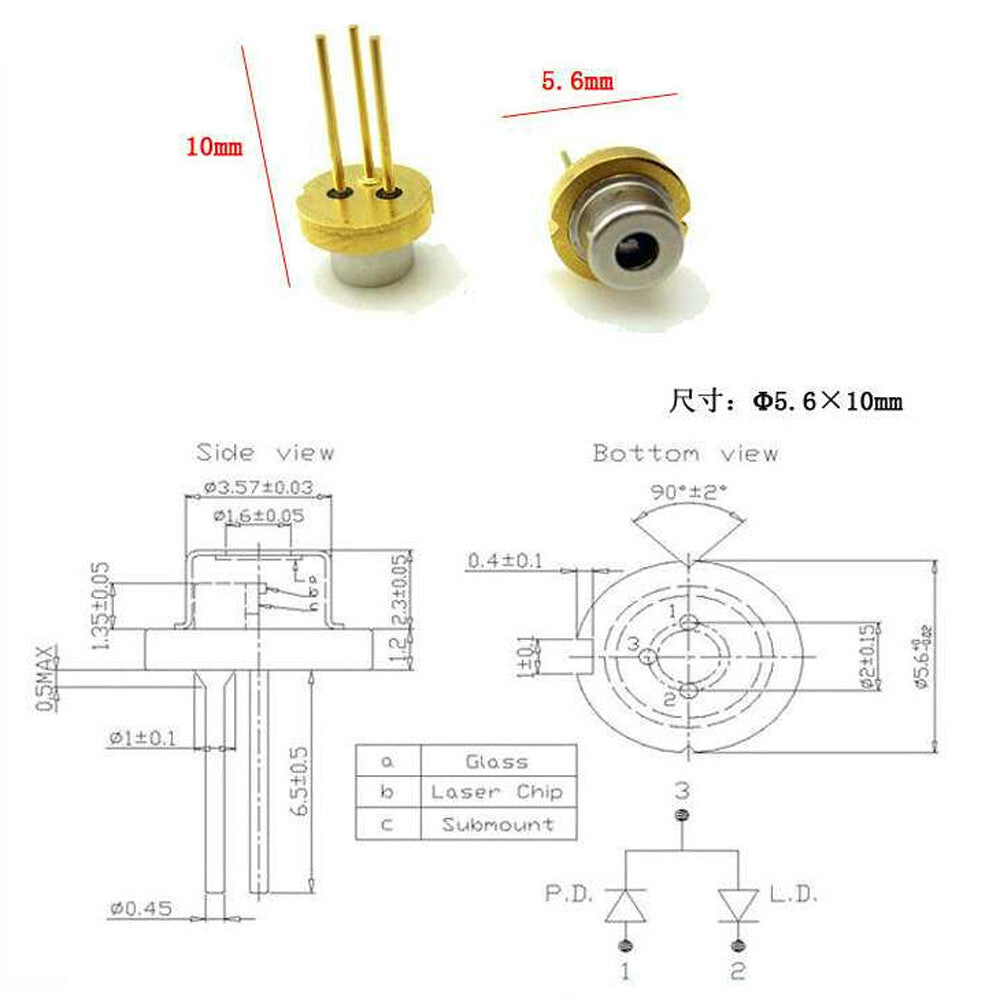 5pcs Used 650nm 660nm 100mw 5.6mm Red Laser Diode LD ML101J26