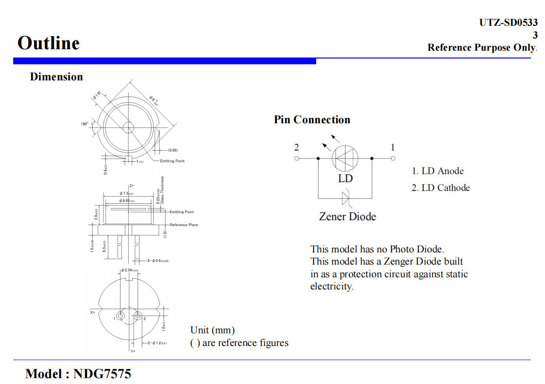 520nm 1W Green Laser Diode 9.0 mm Floating Mounted with Zener Diode