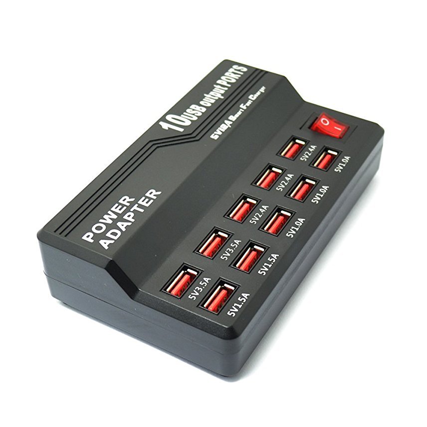 Outlet Power Strip USB Output 10 Ports Charging Station Desktop Wall Charger(US)