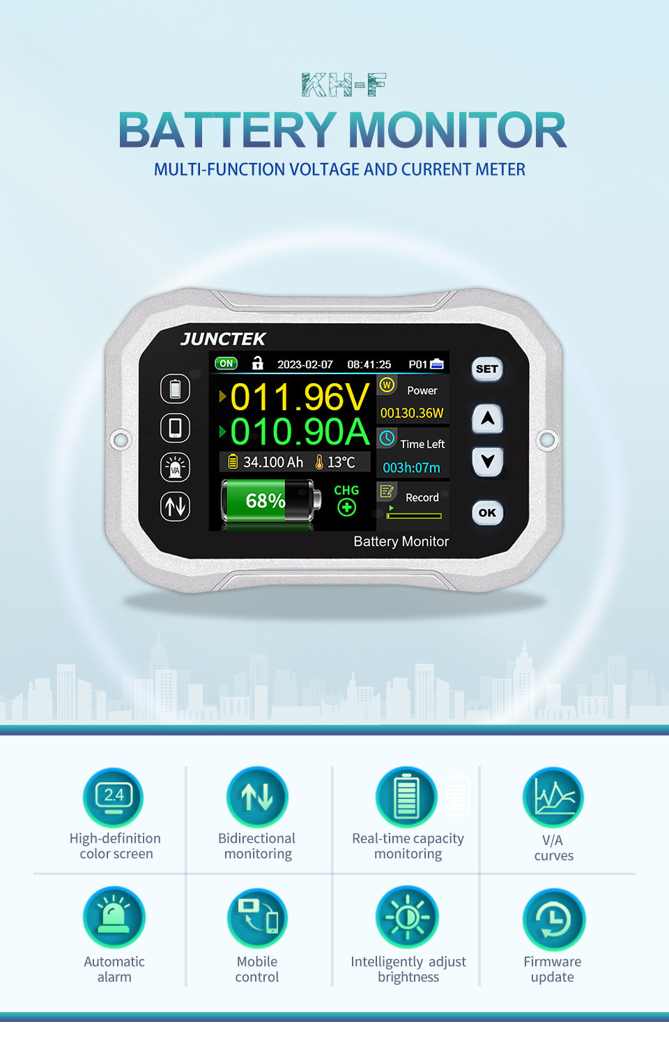 Electric Vehicle Motorhome Coulomb Meter Voltammeter Monitor Battery Manager