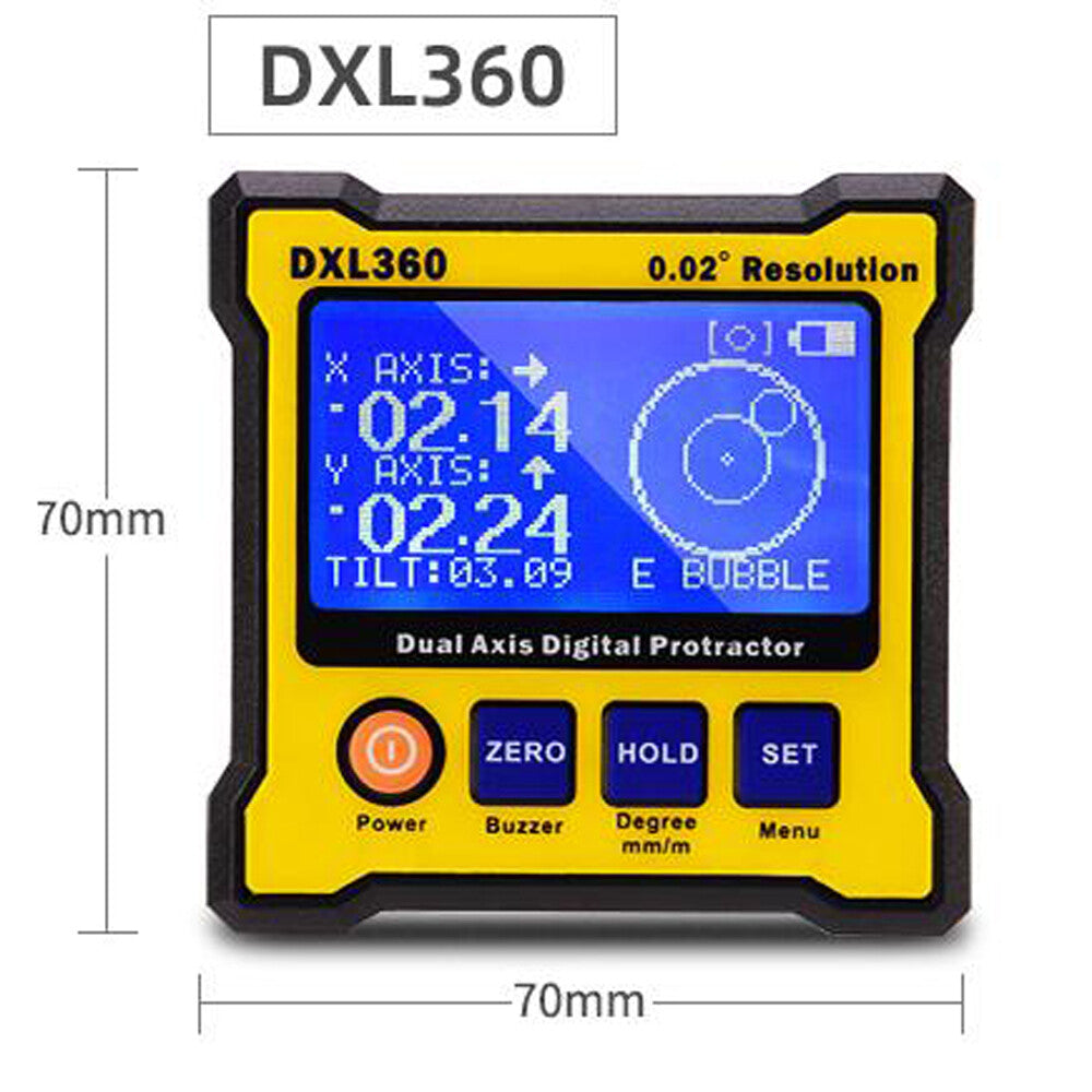 DXL360 Dual Axis 0.02° Resolution Meter Digital Angled Angle Inclinometer
