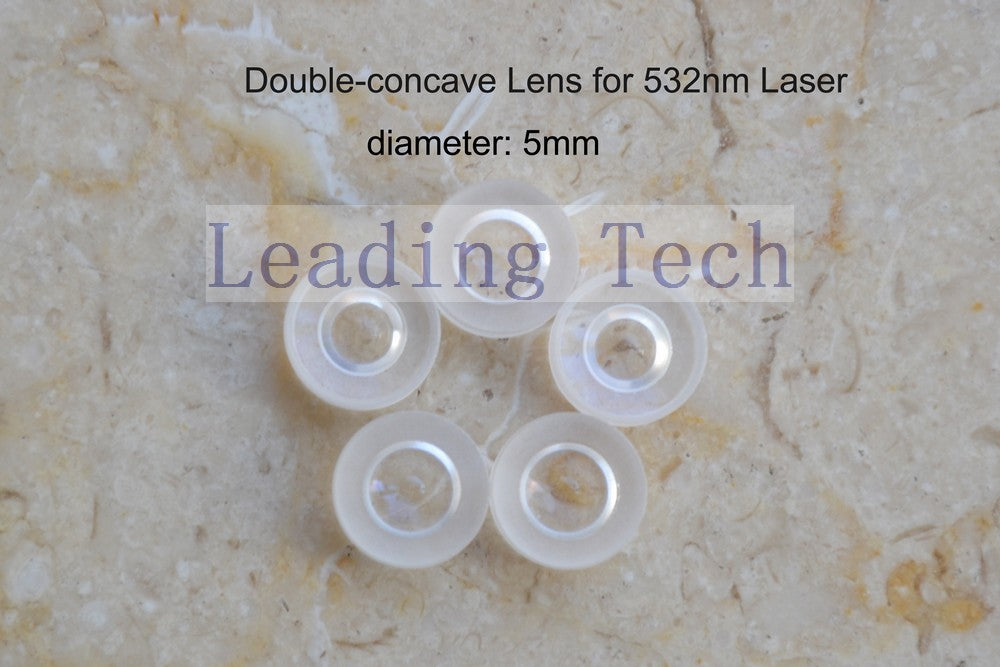 5pcs/lot Double Concave Glass Lens 5mm Diameter 532nm Beam Expander w/39mm FL