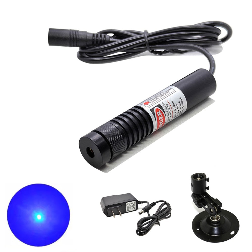 450nm 200mW Dot Blue Light Adjustable Laser Module Locator+Power Supply+Holder