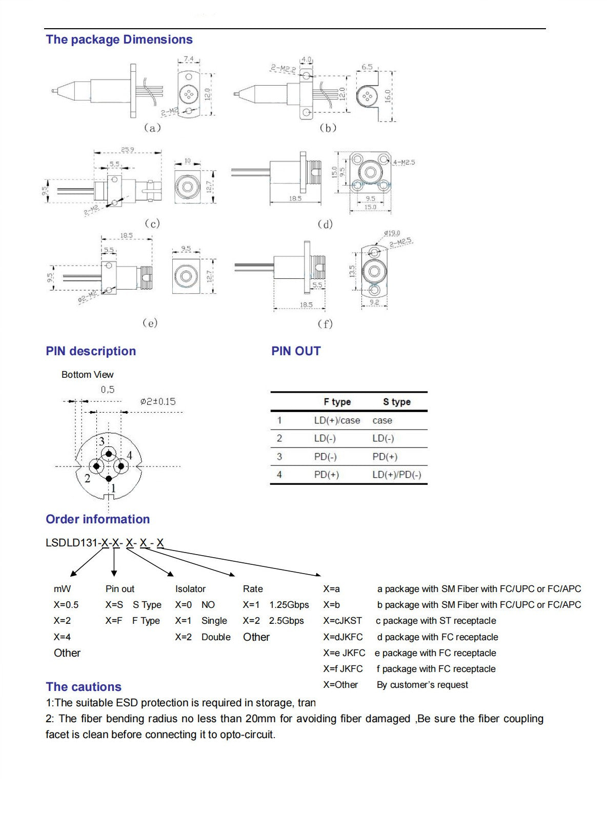 Fiber Output Power 1310nm DFB Laser Diode 5mW APC Casendusty LAB