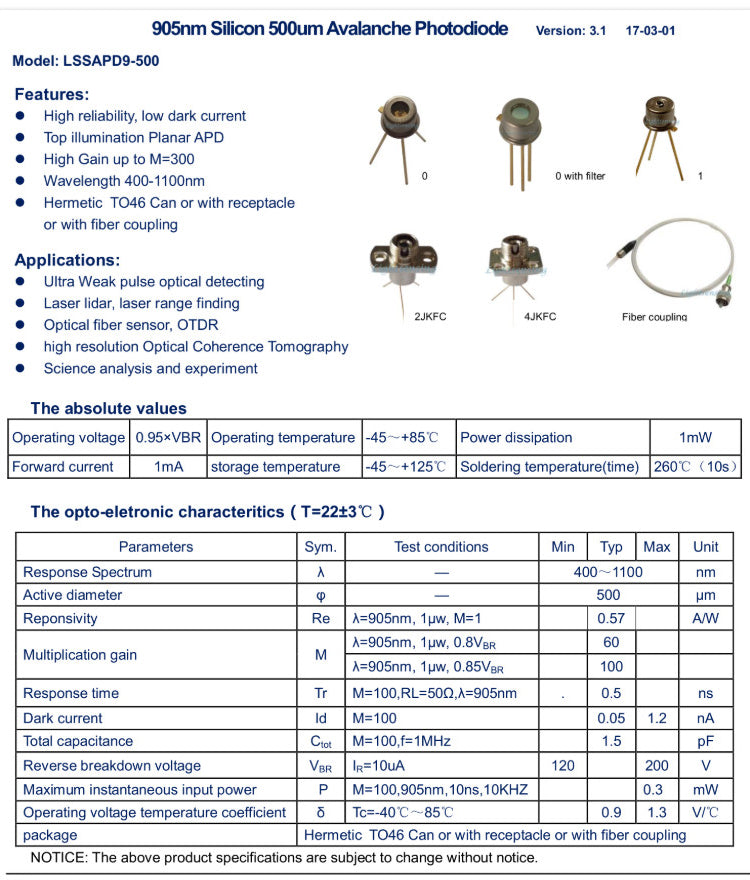 IV Conversion Amplifier Module APD Avalanche Photodiode Drive Photoelectric Signal Current To Voltage