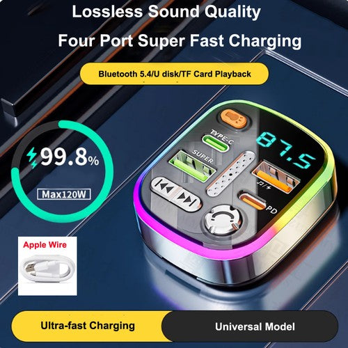 Car Bluetooth Receiver With Lossless Sound Quality MP3 Player Conversion Cigarette Car Charger Super Fast Charging