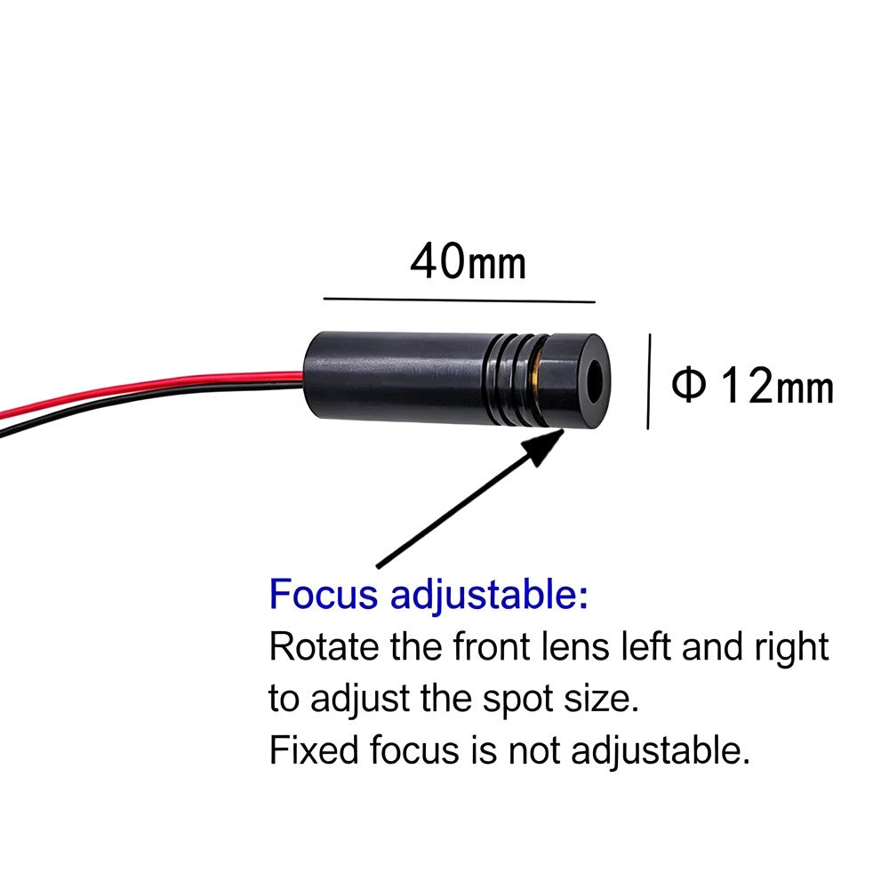 520nm Green Laser Module Φ12×40mm 0.5‑10mW Green Light Positioning Laser for Laser Marking