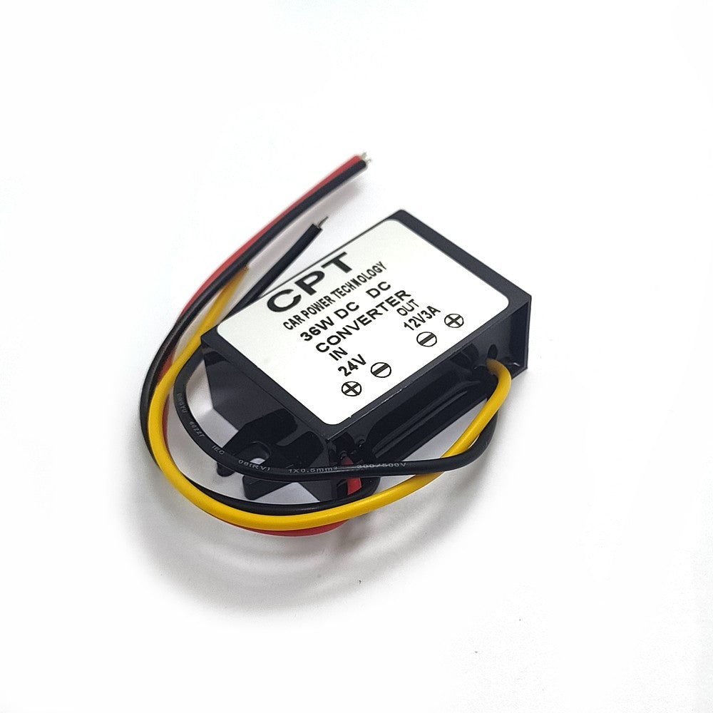 36W Step-down Power Adapter DC24V to DC12V3A Car Power Converter