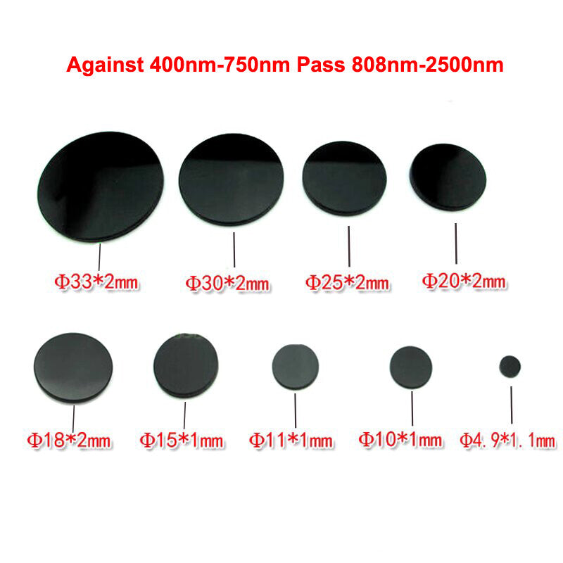 800-2500nm IR Laser Filter Lens 4.9-74mm Against 400nm-750nm Pass 808nm-2500nm Infra-Red