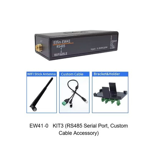 Elfin-EW40-0 EW41-0 EW42-0 Serial Server | RS232/RS485/TTL to Wi-Fi & BLE DTU with External Antenna