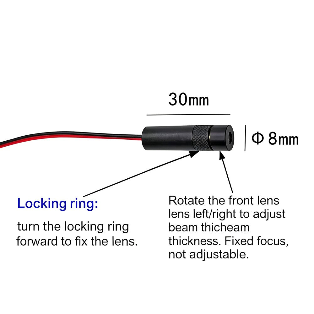 Φ8X30mm 515nm 520nm 1mW 5mW 10mW Adjustable Focus Cross‑Line Green Laser Module