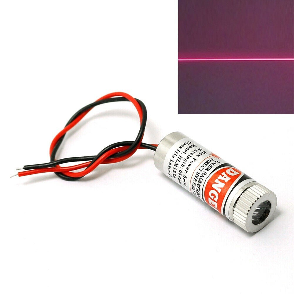 New 650nm 5mW Red Laser Dot Line Cross Diode Module 12x35mm w/ Cap & Driver in