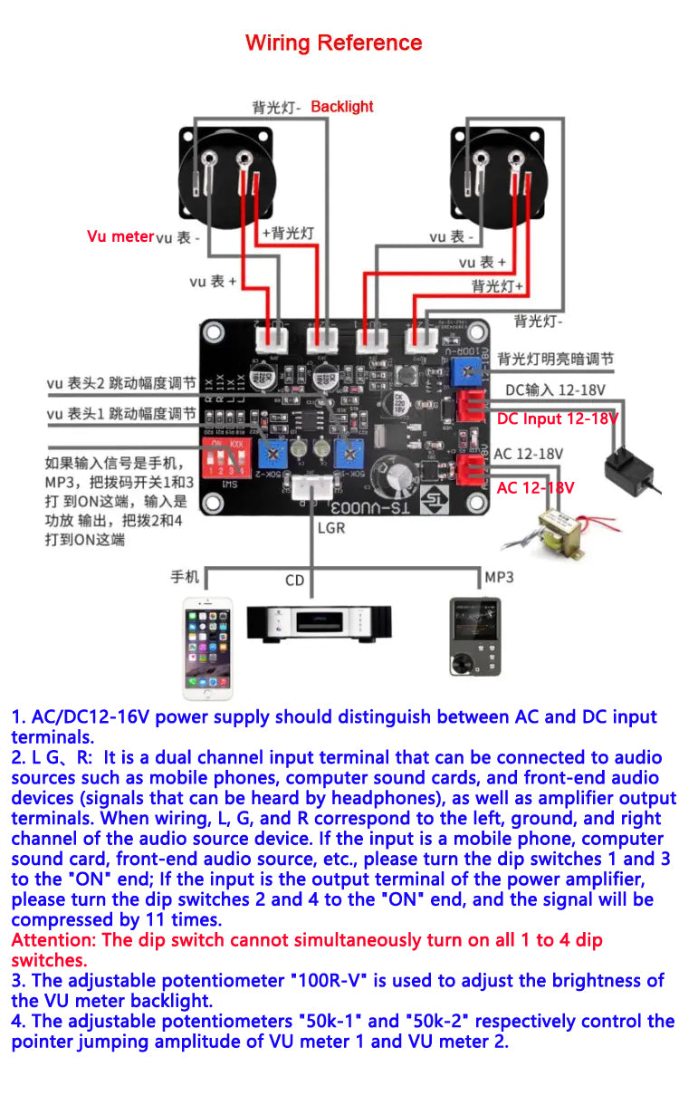 Support High And Low Frequency Band Adjustment Backlight VU Level Driver Board