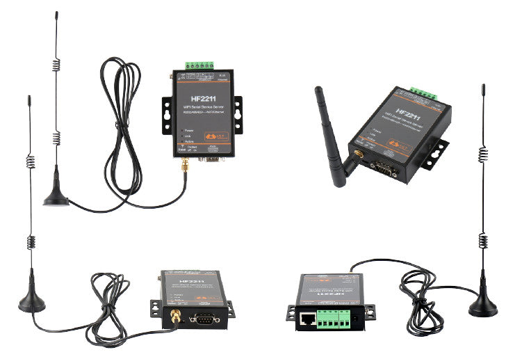 HF2211 WiFi Serial Device Server RS232 / 485 / 422+ Adaptor Serial Cable Antenna