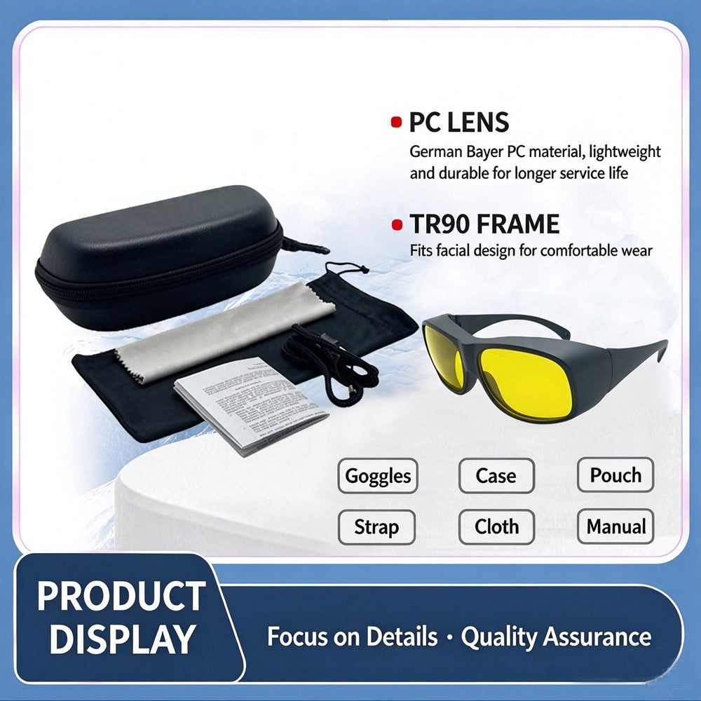 200-460nm OD6+ Laser Safety Glasses | 450nm Blue UV Laser Protection Goggles for Laser Engraving & Laser Dentistry CE EN207 LB5