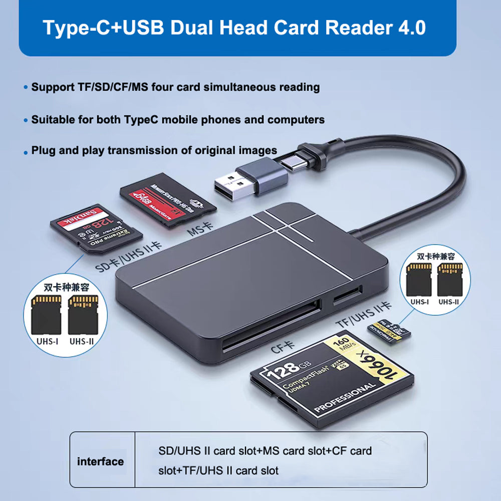 Multi functional Integrated Computer XD Card Reader Suitable for Olympus/iPhone OTG Converter CCD/SD/TF/MS Card