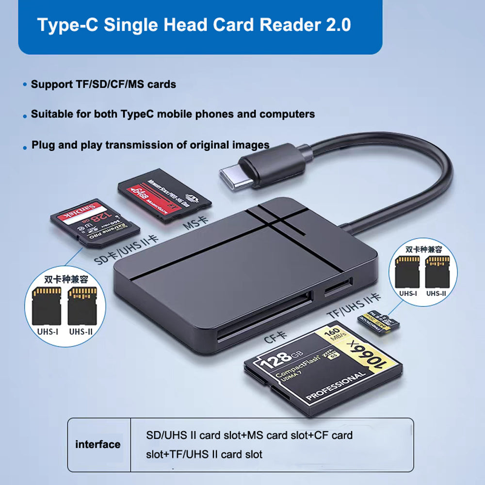 Multi functional Integrated Computer XD Card Reader Suitable for Olympus/iPhone OTG Converter CCD/SD/TF/MS Card