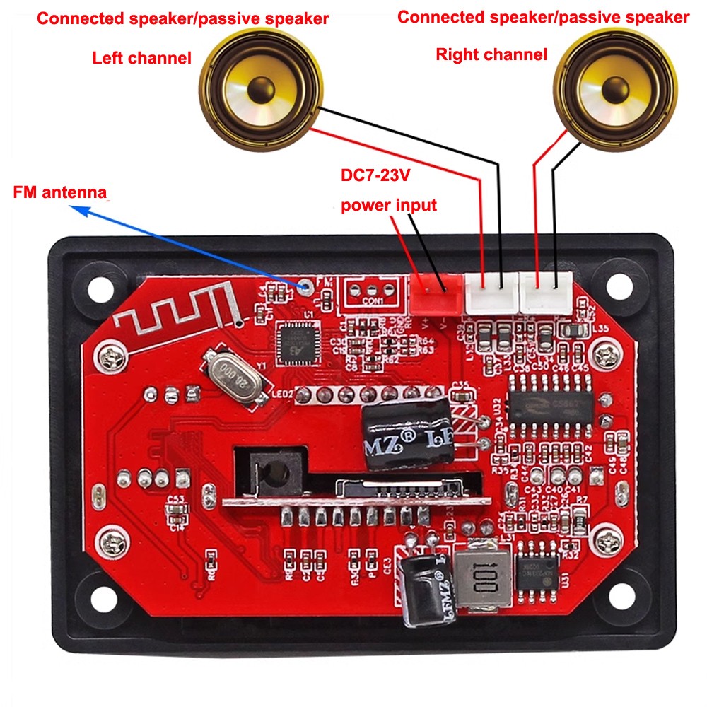 2x40W Lossless Bluetooth Decoder Board with Power Amplifier Stereo DIY Audio Box Modification Module