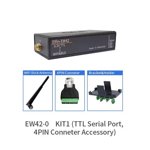Elfin-EW40-0 EW41-0 EW42-0 Serial Server | RS232/RS485/TTL to Wi-Fi & BLE DTU with External Antenna