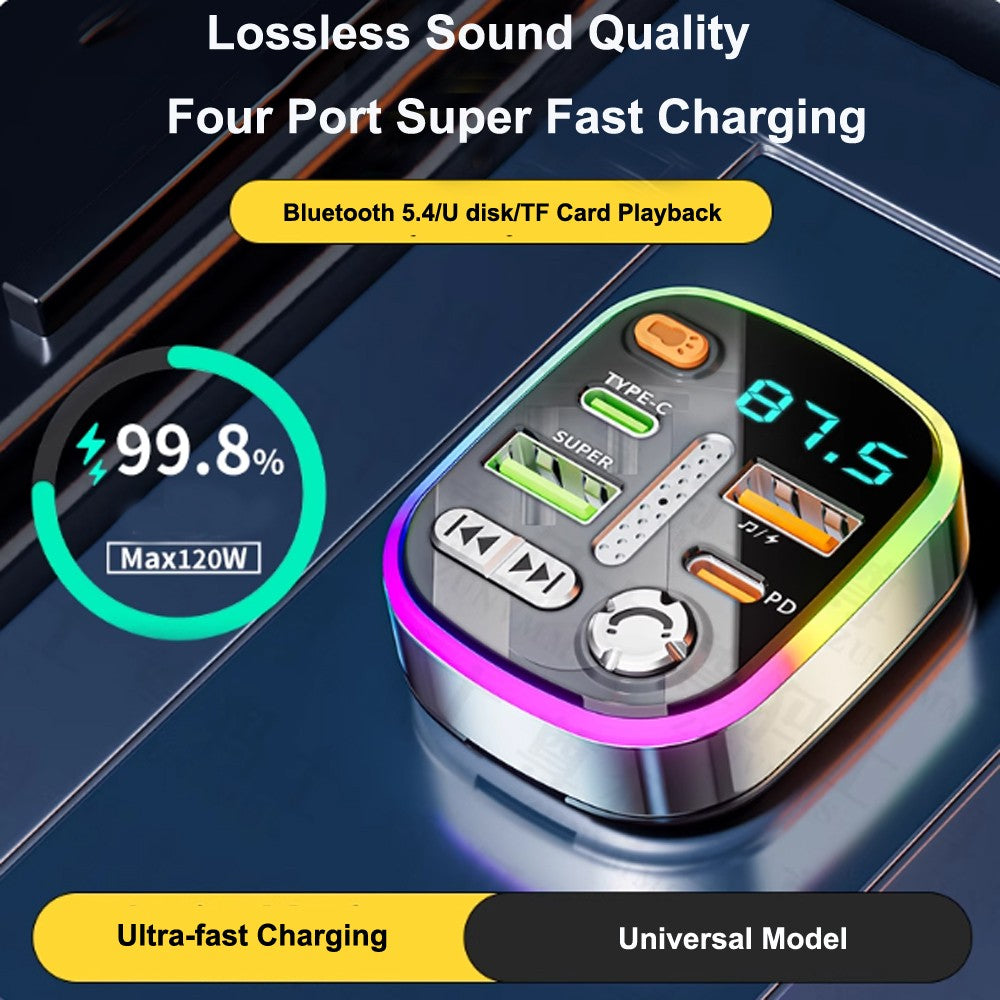 Car Bluetooth Receiver With Lossless Sound Quality MP3 Player Conversion Cigarette Car Charger Super Fast Charging