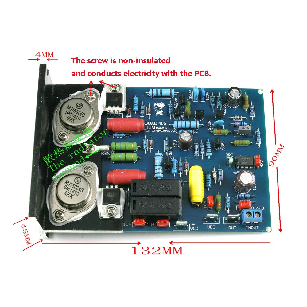 2pcs QUAD405 Mono Audio Power Amplifier Board DC +/-30V to +/-50V (3A)