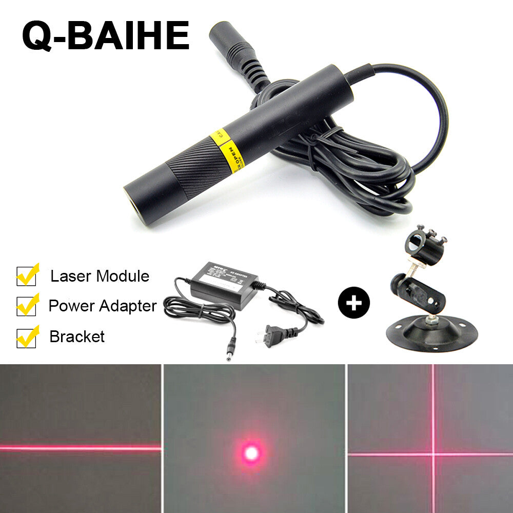 Red 650nm 100mW Dot Line Cross Laser Module 16x120mm w/Adapter US/EU/AU/UK DIY
