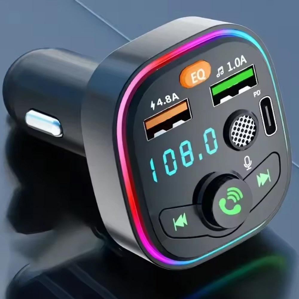 Car Bluetooth Receiver 5.0 Non destructive Multi functional Player with Atmosphere Light Car Supplies Charging Fast Charging