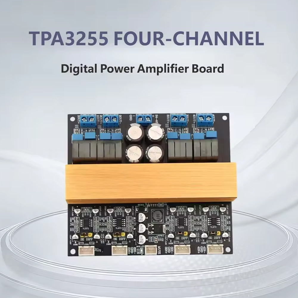 TPA3255 4-Channel 315W×4 HiFi Class D Digital Power Amplifier Board, Balanced Input Audio Amp Module DC24-48V