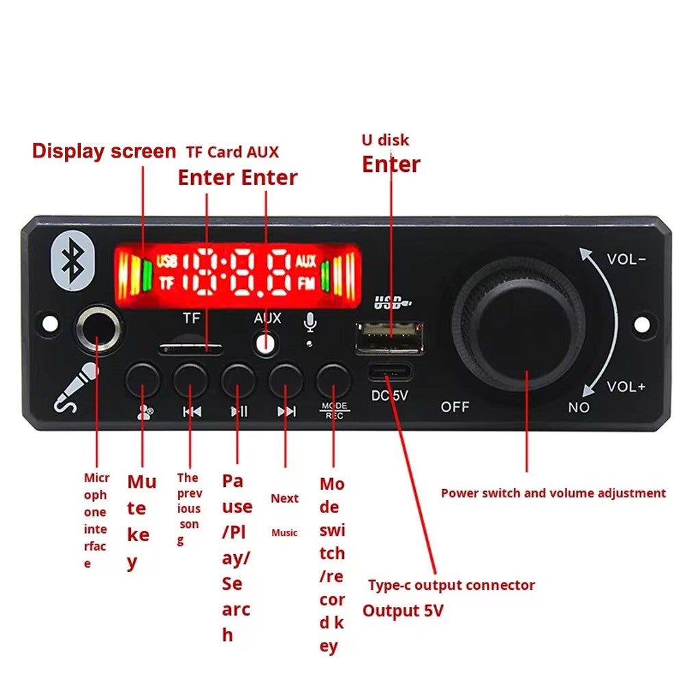 5W Amplifier Microphone Decoder Board with Call Recording MP3 Decoder Board 5V