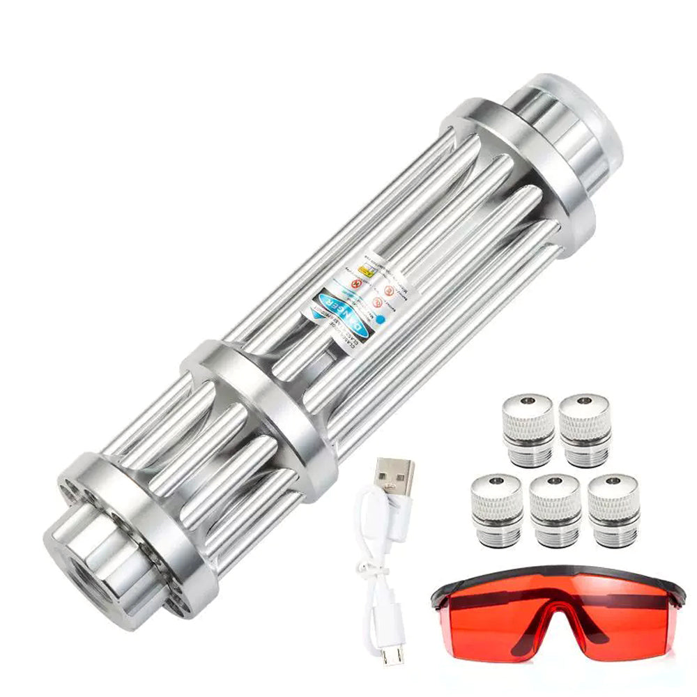 1W 450nm Blue Laser Pointer, Adjustable Focus Laser Torch, Portable Outdoor Laser Sight