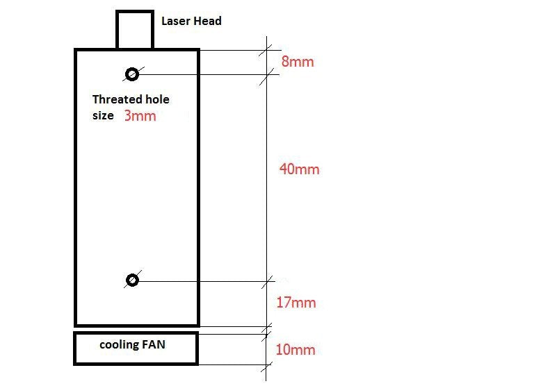 450nm 2.5W laser module dimensions and mounting diagram