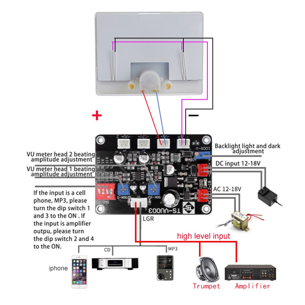 1000uA 650Ω Audio Volume Meter With Backlight Pointer Power Meter VU Level Meter