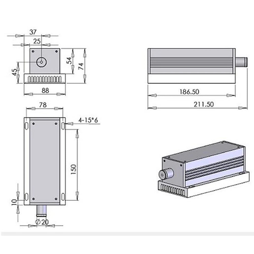 High Power 355nm UV Pulse Laser Power Laser Module 20mW 50mW 100mW Can Couple Fiber Output