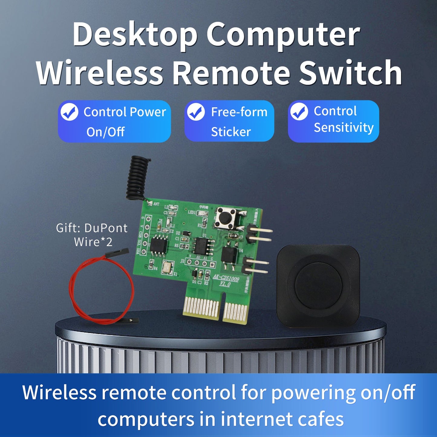 Remote Desktop PC Power on/off Wireless Controller+Mini Square Remote Control