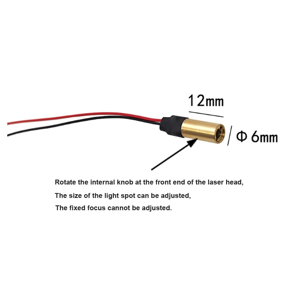 Φ6×12mm 650nm Adjustable Focus Red Dot Positioning Laser Module | 1mW / 5mW / 10mW Industrial Laser Emitter