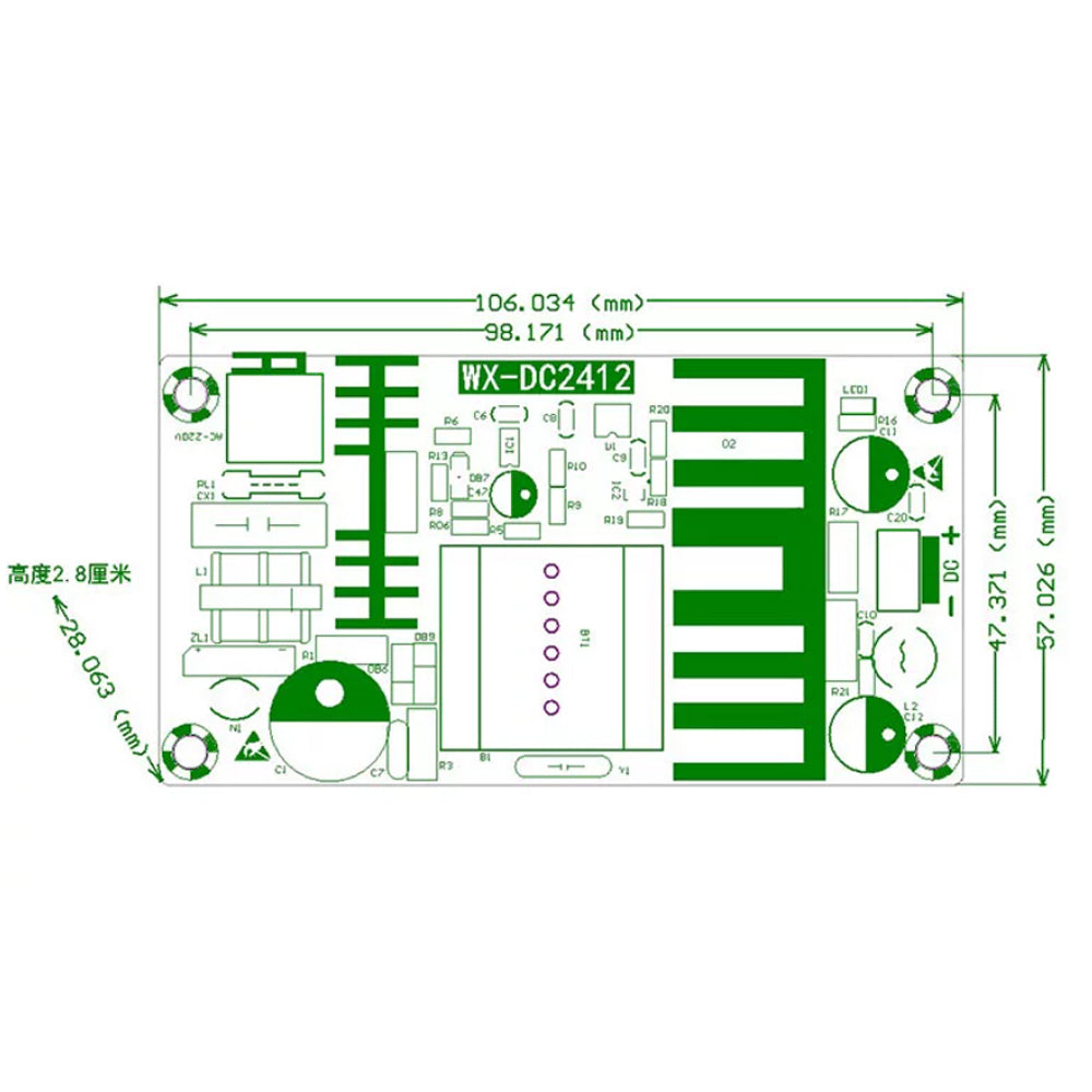 DC2412 100W AC-DC Switch Power Bare Board | 24V 4A Power Supply Module