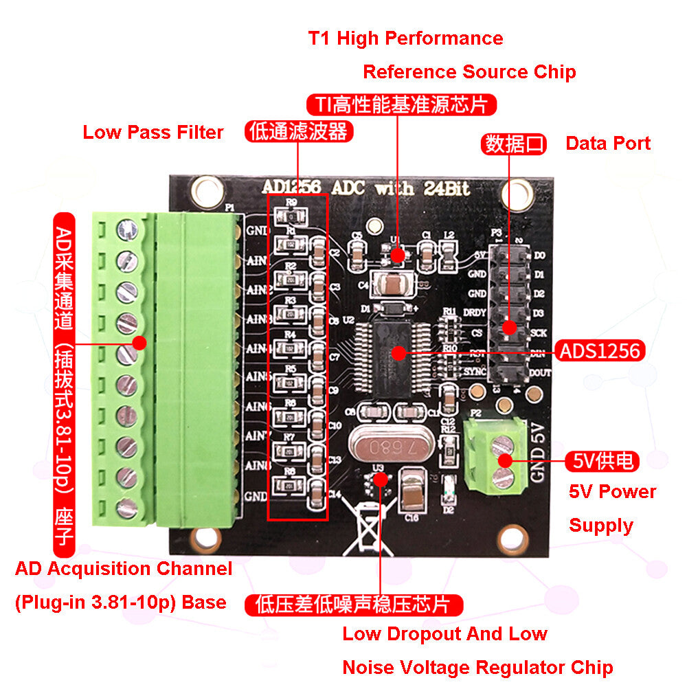 ADS1256 24-Bit High Precision ADC Data Acquisition Analog To Digital Converter
