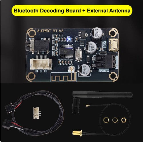 5V-35V Bluetooth 5.1 Audio Reception and Decoding Board 12V Wide Voltage USB Computer Sound Card Decoder