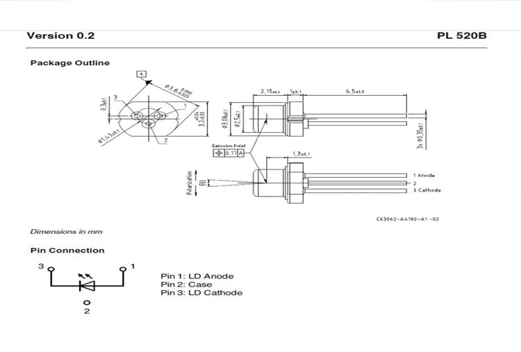 520nm 80mW Grass Green Green Laser Diode PL520B T038 Package Single Mode Tube