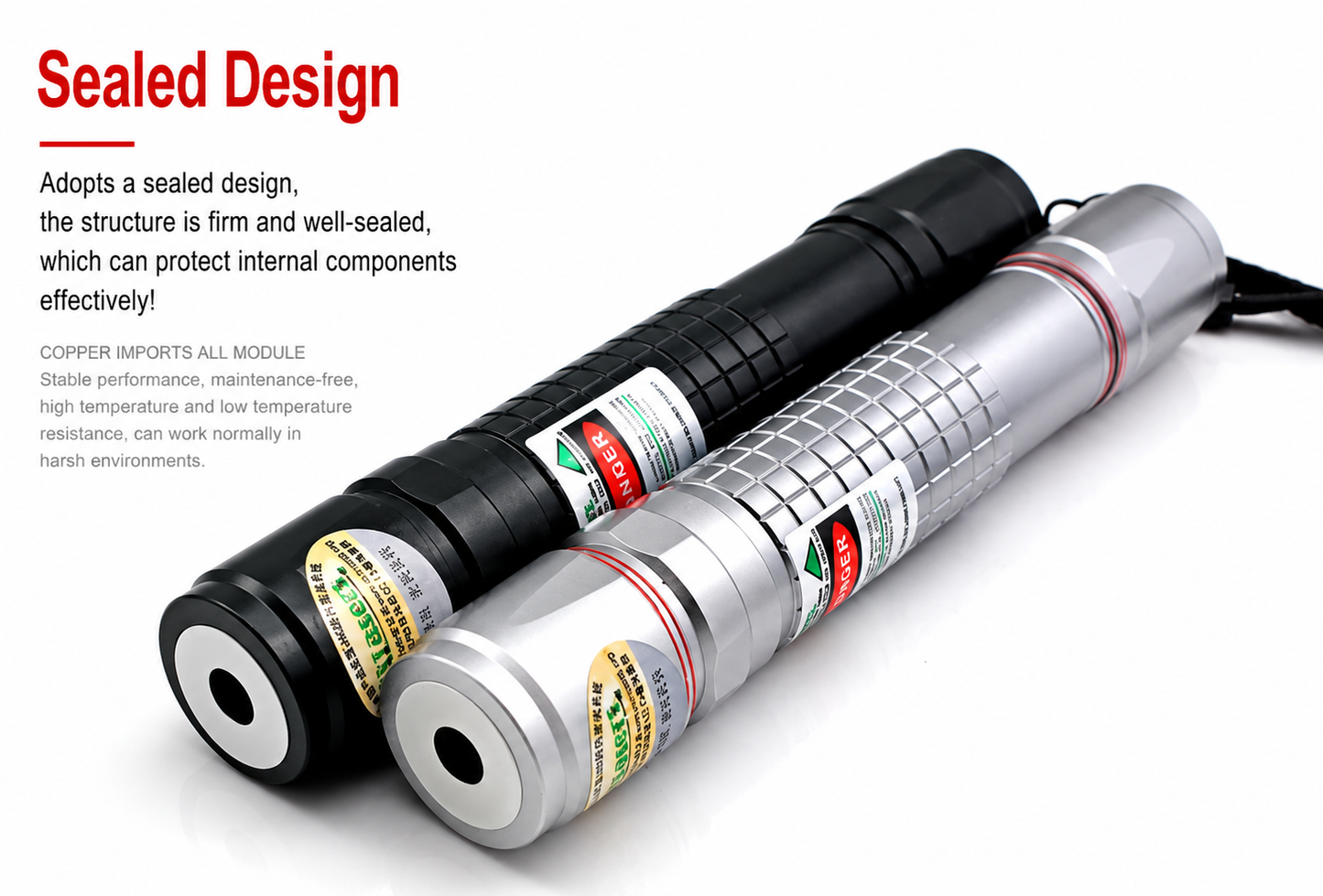 520nm 150mW Focusable Green Laser Pointer | Waterproof Industrial Green Laser