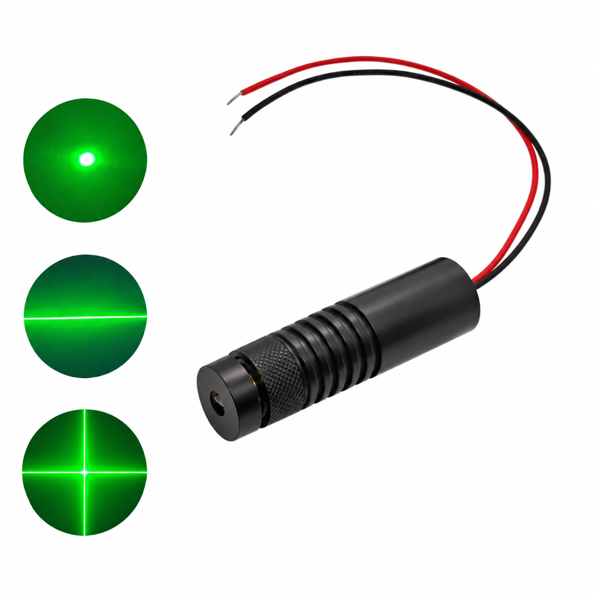 520nm Green Laser Module Φ16×60mm 30mW/50mW/85mW/135mW 12V 24V Dot Line Cross