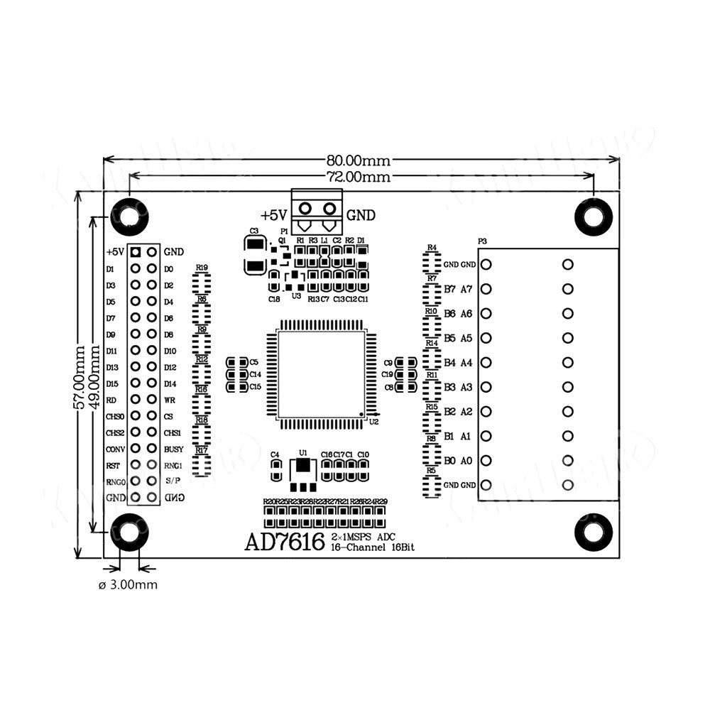 AD7616 Analog-to-Digital Conversion Module 16 bit 16 Channel High-Speed ADC Data Acquisition 1MSPS Sampling High Performance