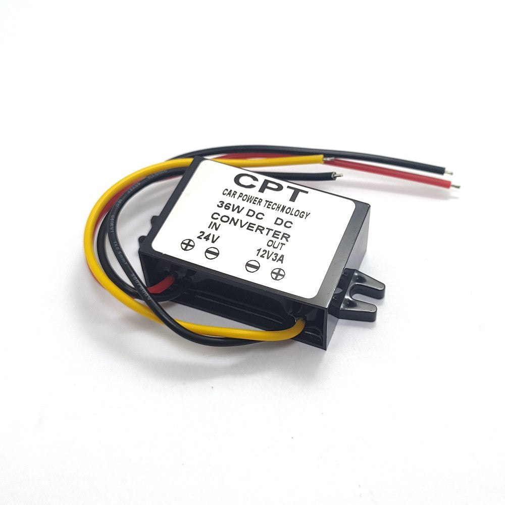 36W Step-down Power Adapter DC24V to DC12V3A Car Power Converter