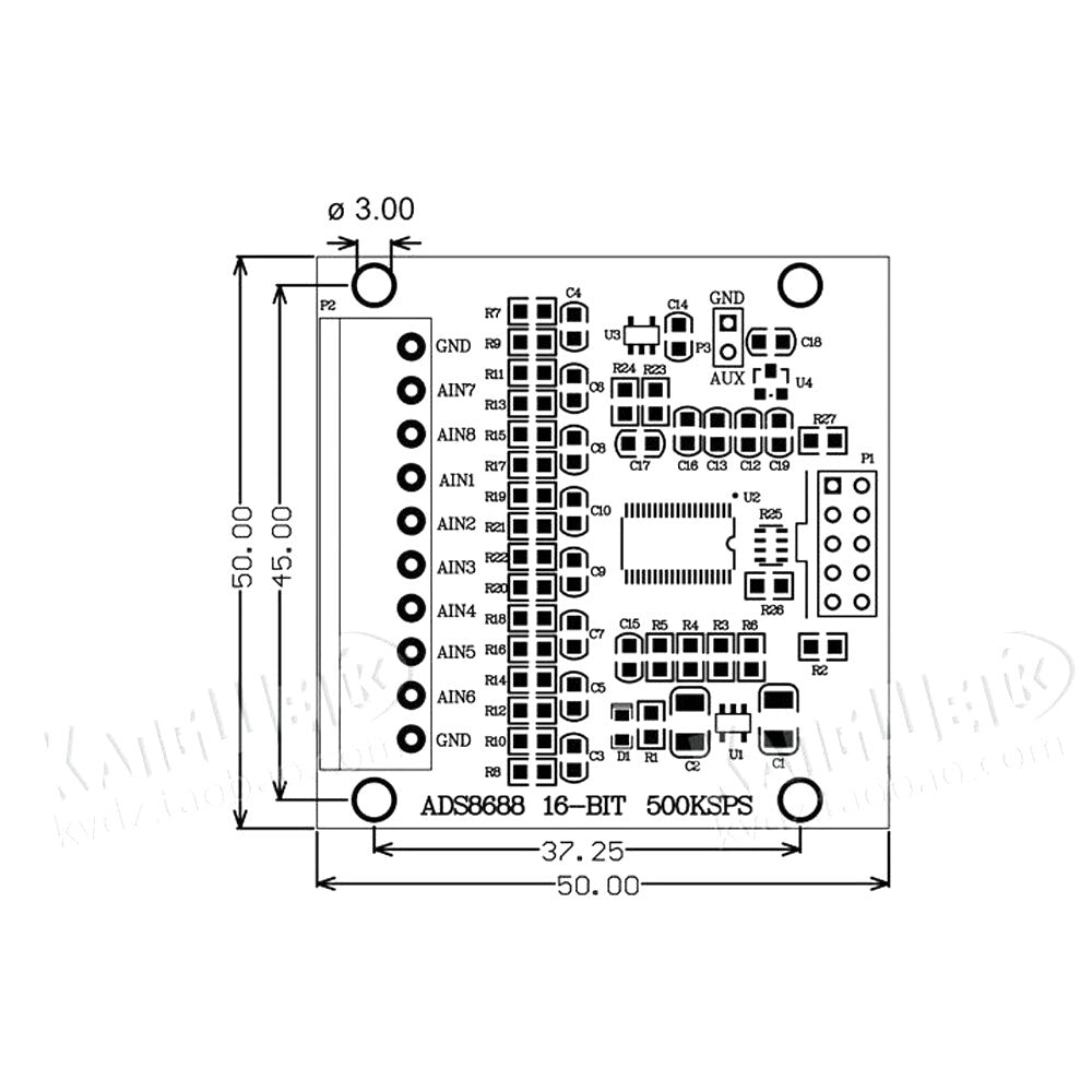 AD16-bit 500kSPS Single/Bipolar Input 8-Channel SAR/ADC Data Acquisition Module