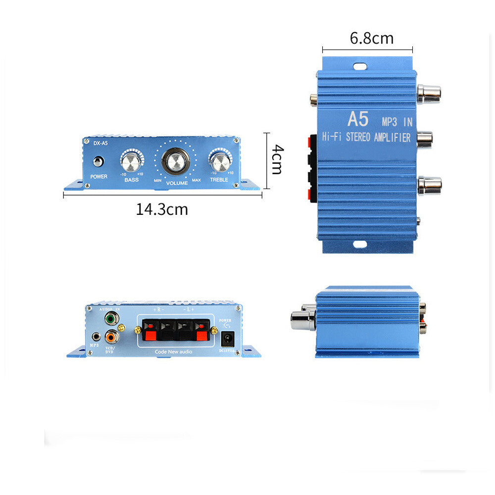 HIFI DC12V Power Amplifier 2.0 Channel Car Computer Speaker DIY Power Amplifier