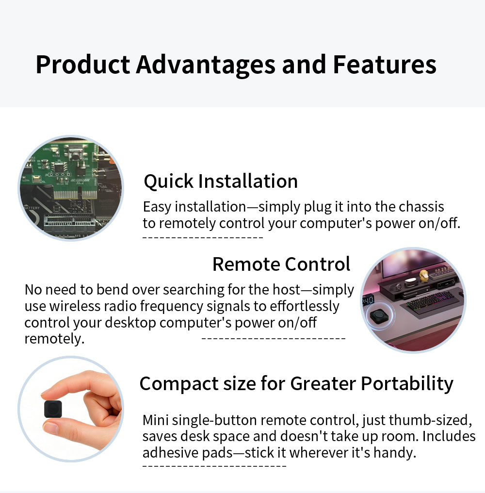 Remote Desktop PC Power on/off Wireless Controller+Mini Square Remote Control