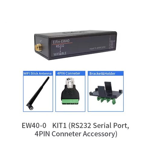 Elfin-EW40-0 EW41-0 EW42-0 Serial Server | RS232/RS485/TTL to Wi-Fi & BLE DTU with External Antenna
