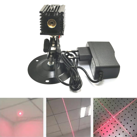 3V 12V 650nm 100mW 200mW Dot Line Cross High Power Long Time Red Fine Light Laser Module w/ Bracket + Heatsink